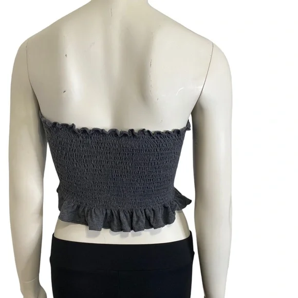 FOREVER 21 Gray Ruffle Trim Tube Top - L - Picture 2 of 6